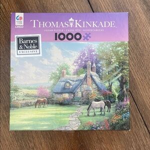 Thomas Kinkade Pastoral Cottage Puzzle - Purple and Green